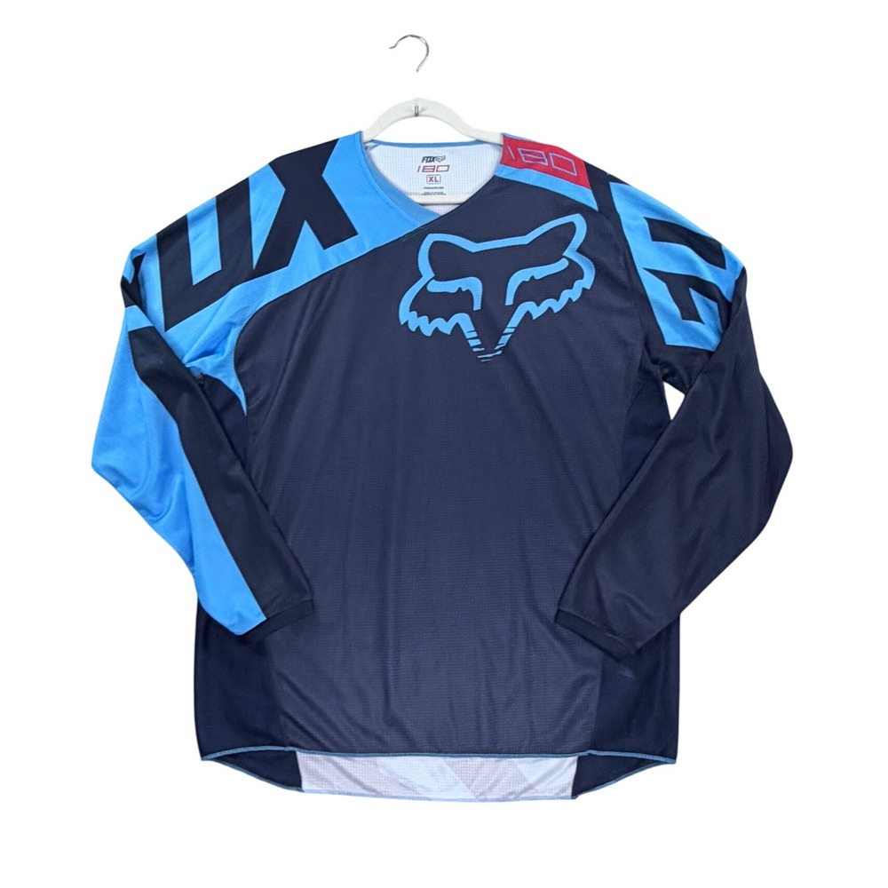 Fox Racing 180 Jersey Men XL Blue Navy Long Sleeve Motocross MTB Off-Road Gear
